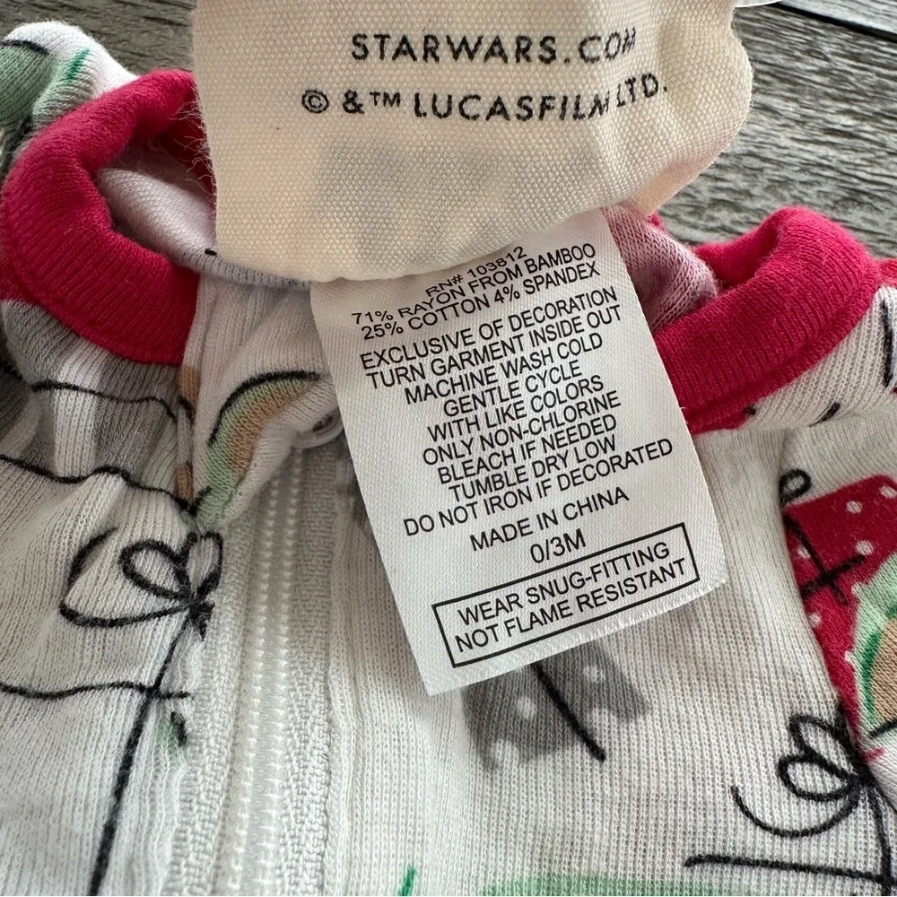 Star Wars Munki Munki Slumber 0-3 months Baby Yoda Grogu Bamboo Pajamas‎ Zip Up